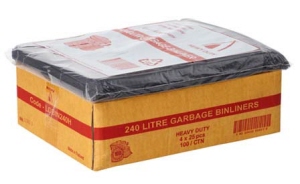 240 Litre Garbage Bags - Black Heavy Duty