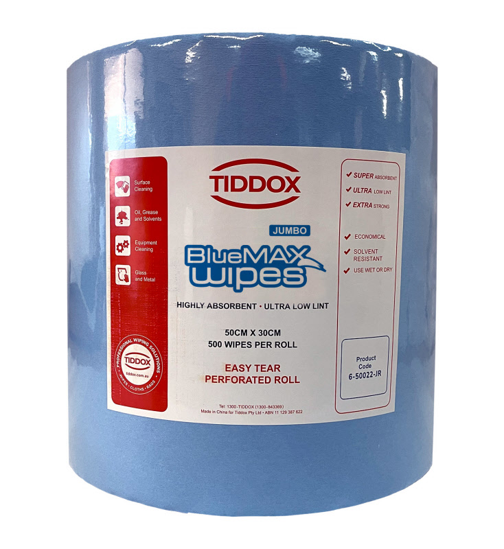 Tiddox BlueMax Wipes Jumbo Roll 50cm x 30cm