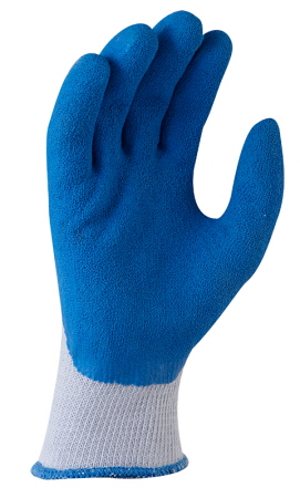 Blue Grippa Latex Gloves Knitted Poly Cotton