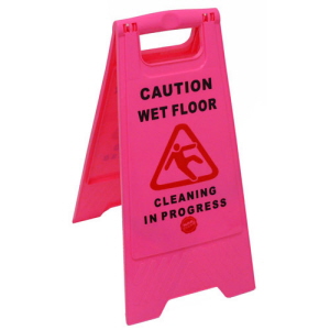 Choose Sign: Caution Wet Floor Cleaning in Progress - Fluoro Pink - NACSIGN WC-P
