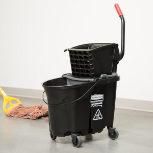 Rubbermaid Executive 35 Qt WaveBrake Side Press Mop Bucket with Dirty Water Bucket in Use