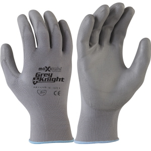 Grey Knight Nylon Gloves with PolyUrethane Coated Palm