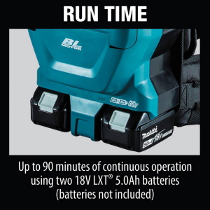 Makita DVC260 Cordless Brushless Backpack Vacuum Cleaner Run Time