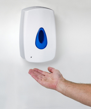 Modular Touch-Free Soap Dispenser in Use
