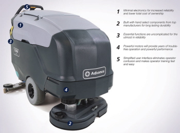 Nilfisk SC901 Large Battery Powered Walk Behind Scrubber Dryer Features