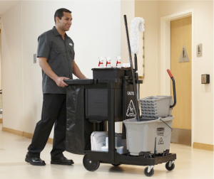 Rubbermaid Executive Traditional Janitorial Cleaning Cart - 1861430 in Use