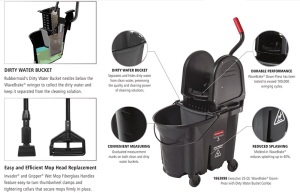 Rubbermaid Executive 35 Qt WaveBrake Side Press Mop Bucket with Dirty Water Bucket Features