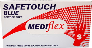 Safetouch Blue Examination Vinyl Gloves Powder Free