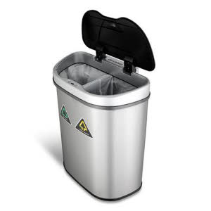 Stainless Steel Sensor Dual Compartment Bin 70L