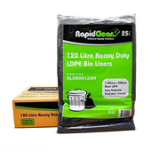 RapidClean Garbage Bag 120L Heavy Duty Black 25PK
